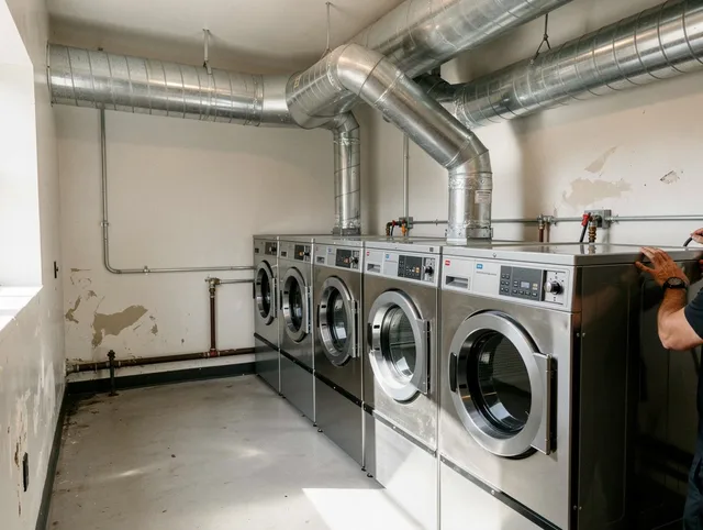 Willowbrook Dryer Vent Cleaning team performing large-scale commercial dryer vent cleaning in Willowbrook