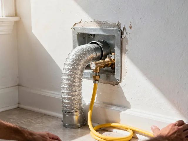 Willowbrook Dryer Vent Cleaning certified technician performing specialized gas dryer vent cleaning in Willowbrook